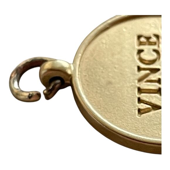 Vince Camuto Gold-Tone Logo Crest Charm Pendant Designer Medallion Emblem Crest - Picture 3 of 7